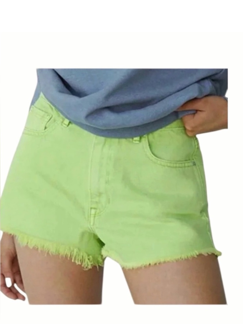 Pacsun Women’s Green Denim Shorts High Rise Belted Cut Off Size 26